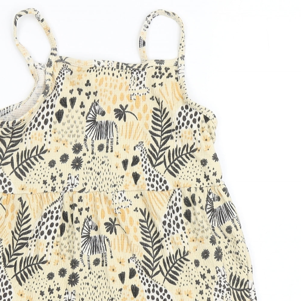 TU Girls Yellow  Cotton   Size 3-4 Years  Square Neck Pullover - Zebra