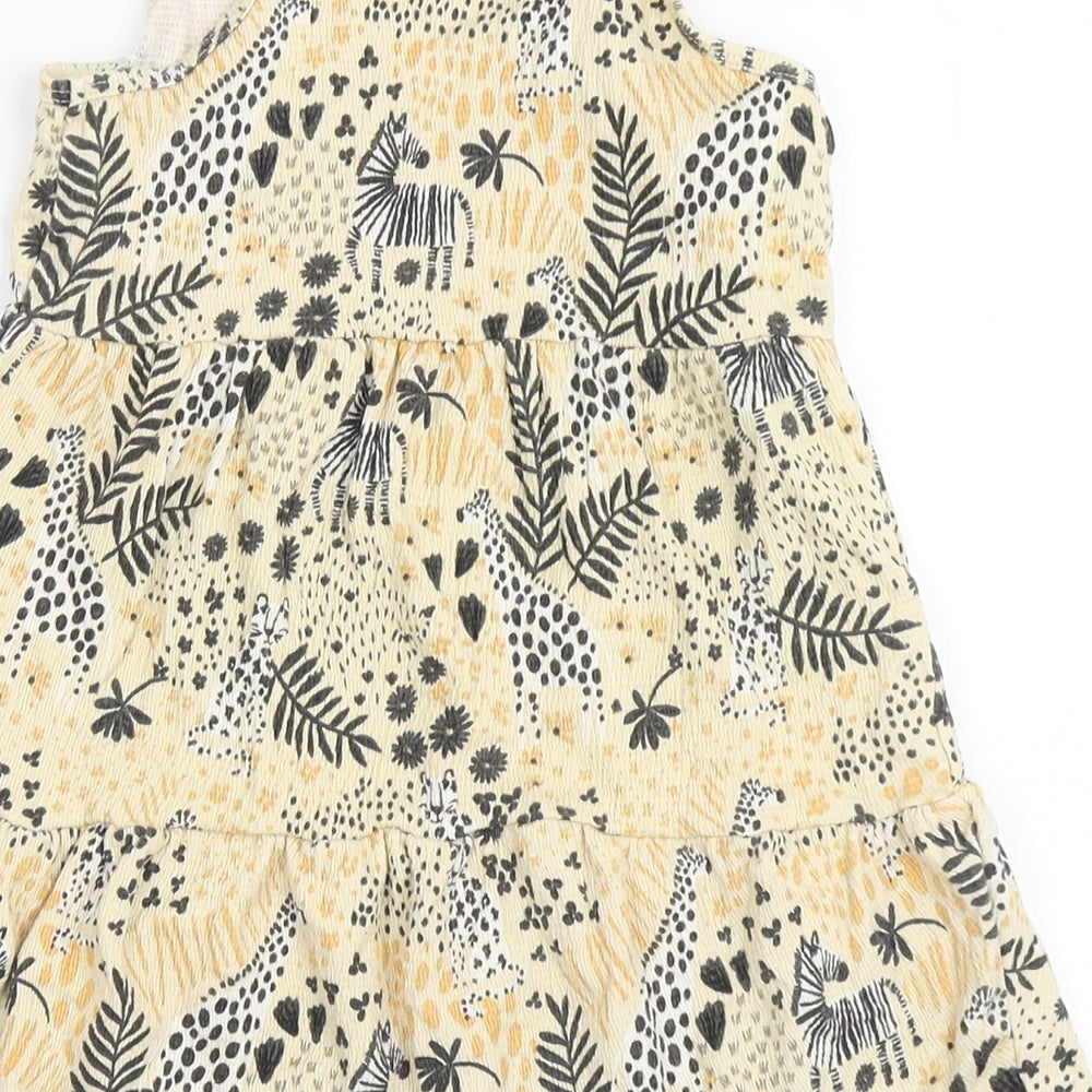 TU Girls Yellow  Cotton   Size 3-4 Years  Square Neck Pullover - Zebra