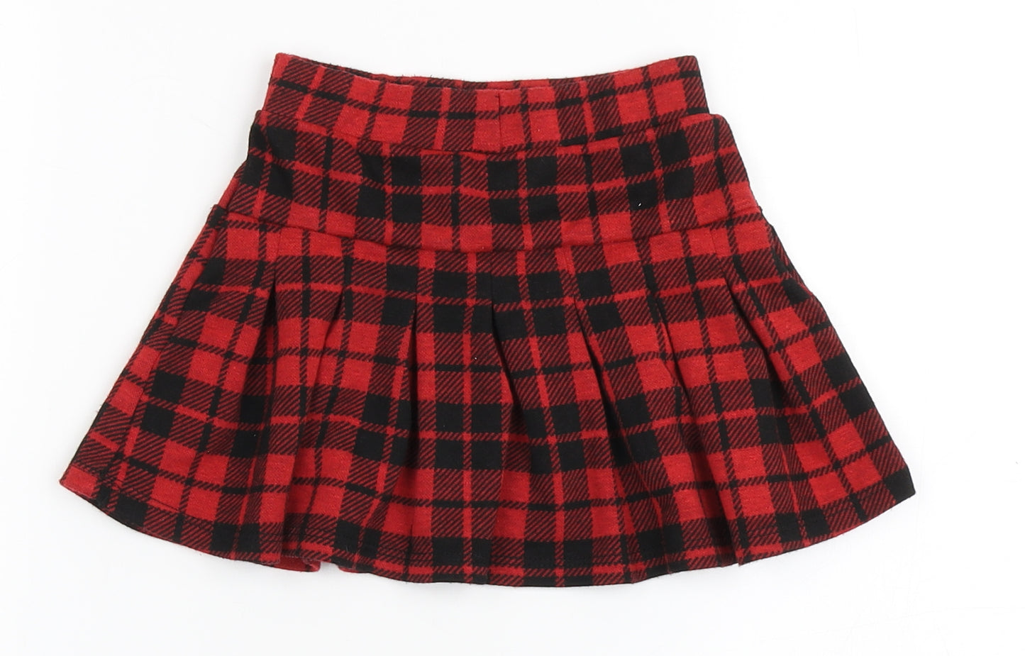 Angel Girls Red Check Polyester Skater Skirt Size 3-4 Years  Regular Pull On
