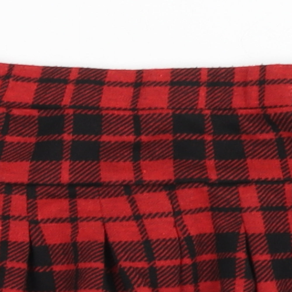 Angel Girls Red Check Polyester Skater Skirt Size 3-4 Years  Regular Pull On