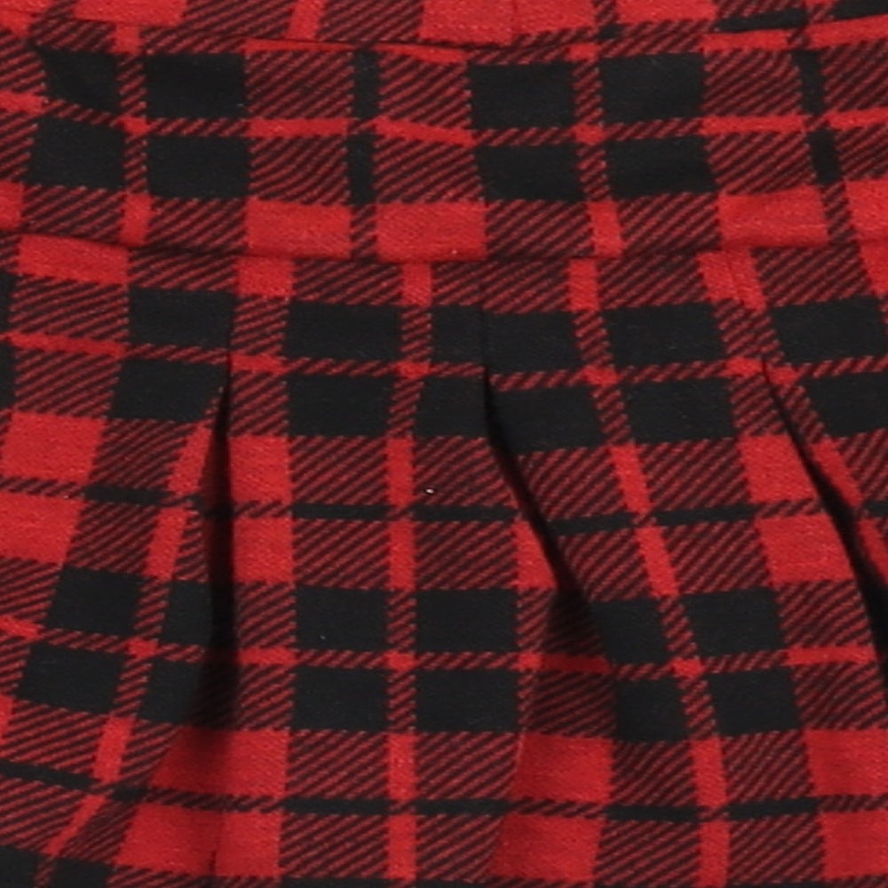 Angel Girls Red Check Polyester Skater Skirt Size 3-4 Years  Regular Pull On