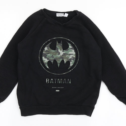 Batman Boys Black  Cotton Pullover Sweatshirt Size 7-8 Years  Pullover - Batman