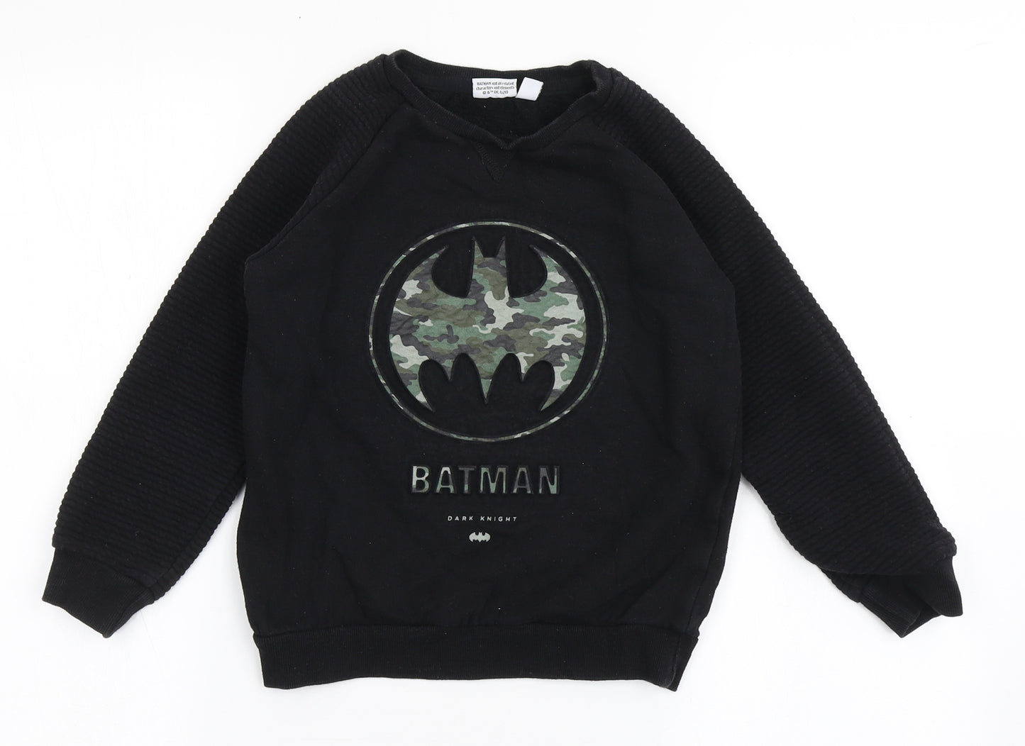 Batman Boys Black  Cotton Pullover Sweatshirt Size 7-8 Years  Pullover - Batman