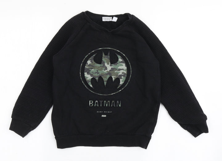 Batman Boys Black Cotton Pullover Sweatshirt Size 7-8 Years Pullover - Batman