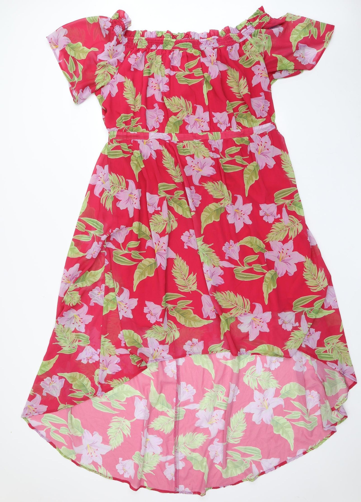 Lovedrobe Womens Pink Floral Polyester Fit & Flare  Size 24  Off the Shoulder Pullover