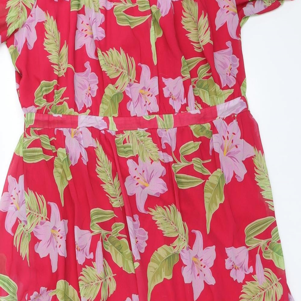 Lovedrobe Womens Pink Floral Polyester Fit & Flare  Size 24  Off the Shoulder Pullover