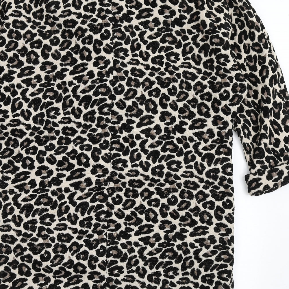 F&F Womens Brown Animal Print  Overcoat Coat Size 10  Button