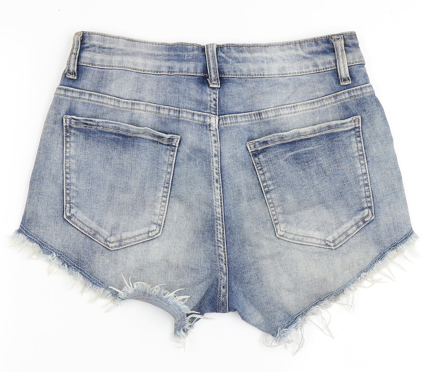 Monday Womens Blue  Cotton Hot Pants Shorts Size M  Regular Button