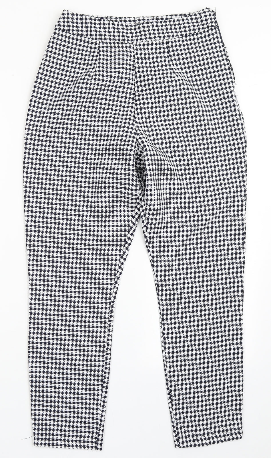 Boohoo Womens Blue Check Polyester Trousers  Size 10 L25 in Regular Zip