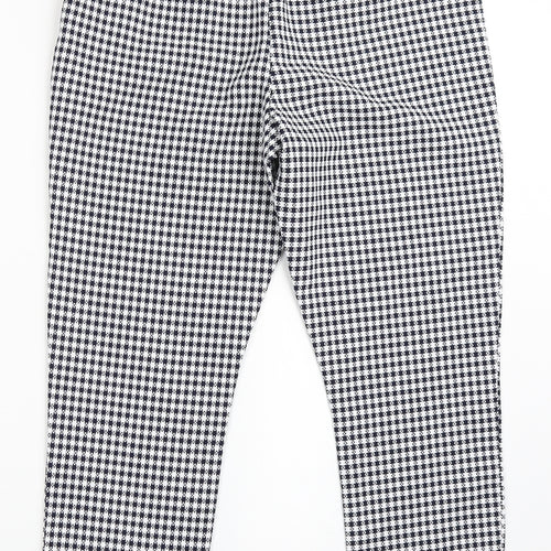 Boohoo Womens Blue Check Polyester Trousers  Size 10 L25 in Regular Zip