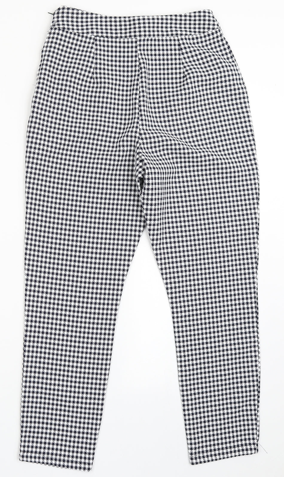 Boohoo Womens Blue Check Polyester Trousers  Size 10 L25 in Regular Zip