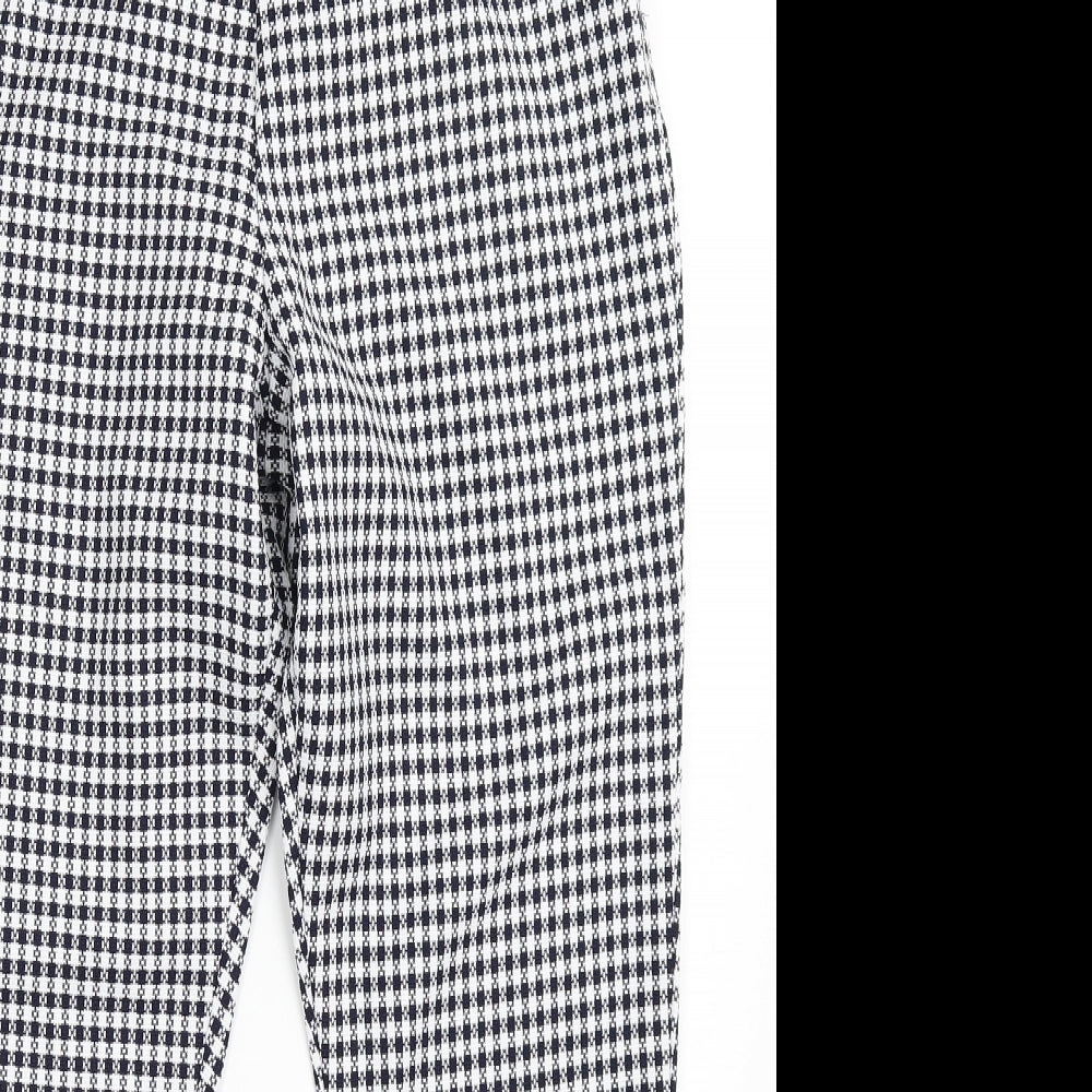 Boohoo Womens Blue Check Polyester Trousers  Size 10 L25 in Regular Zip