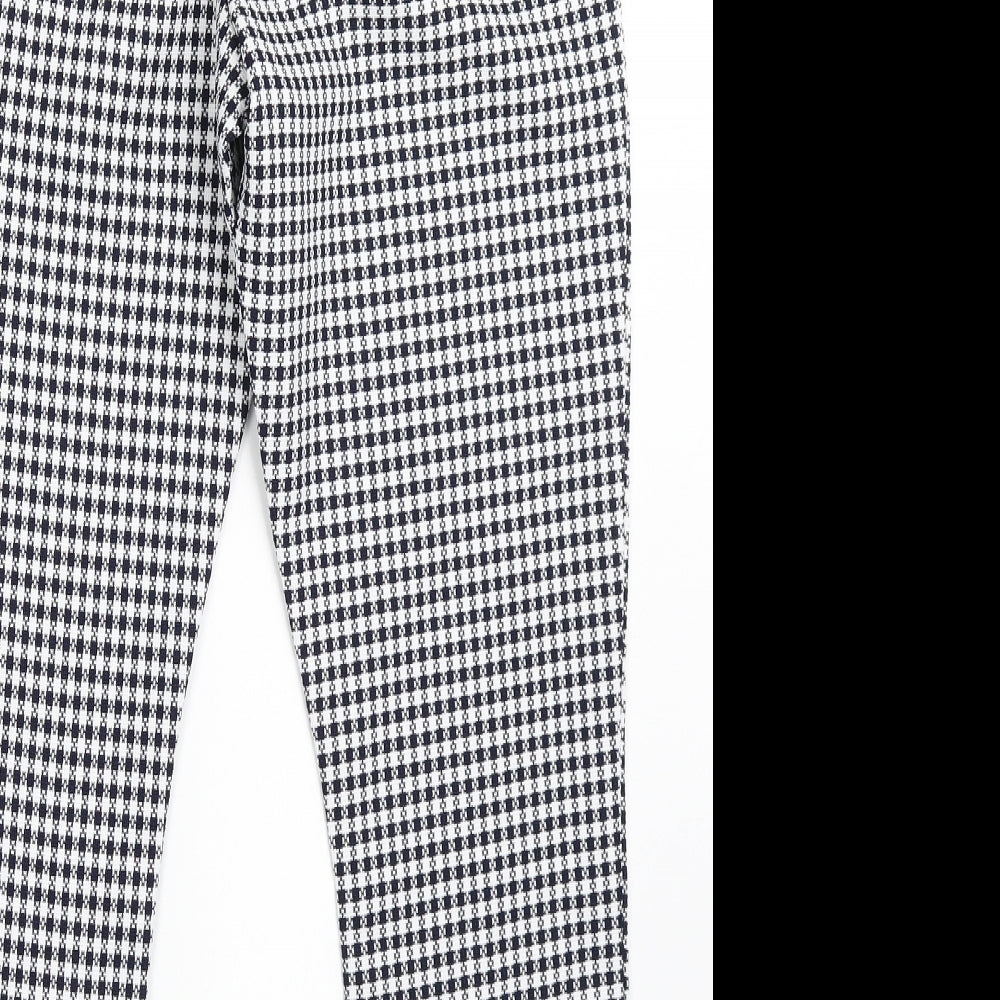 Boohoo Womens Blue Check Polyester Trousers  Size 10 L25 in Regular Zip