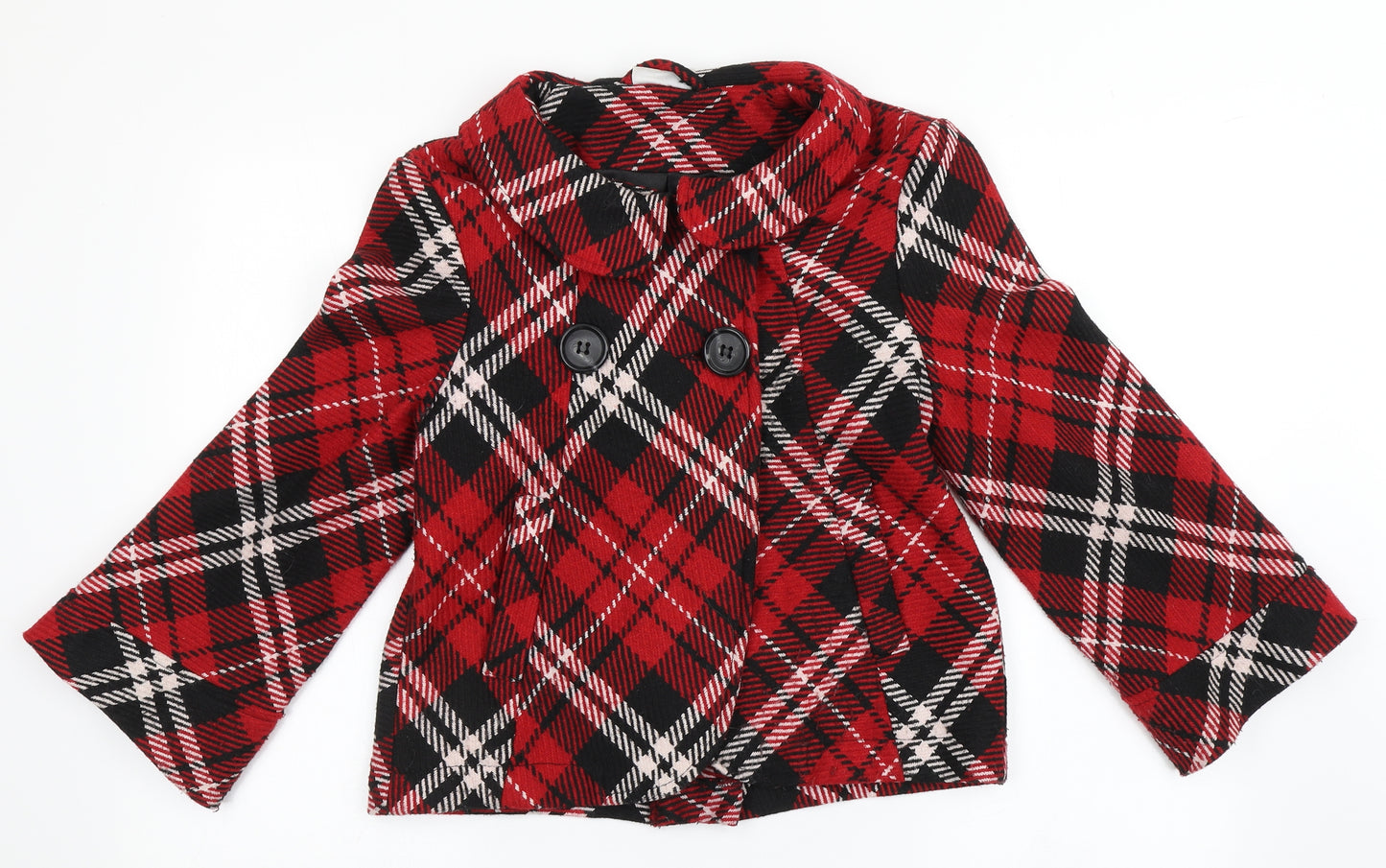 Atmosphere Womens Red Check  Overcoat Coat Size 14  Button