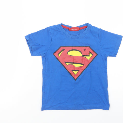 Aldi Boys Blue  Cotton Pullover T-Shirt Size 5-6 Years Crew Neck Pullover - Superman