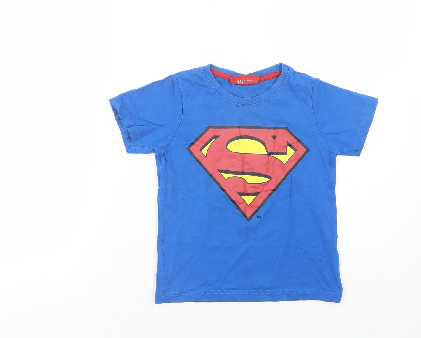 Aldi Boys Blue  Cotton Pullover T-Shirt Size 5-6 Years Crew Neck Pullover - Superman