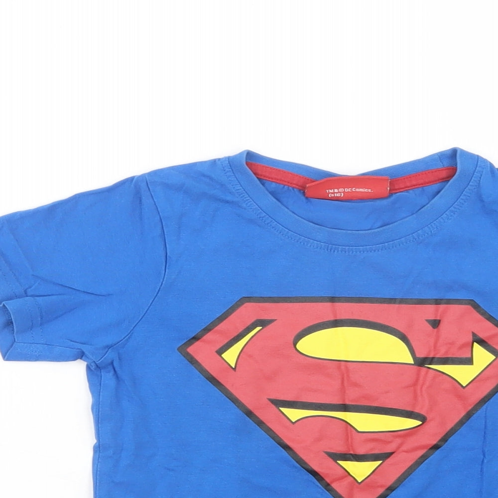 Aldi Boys Blue  Cotton Pullover T-Shirt Size 5-6 Years Crew Neck Pullover - Superman