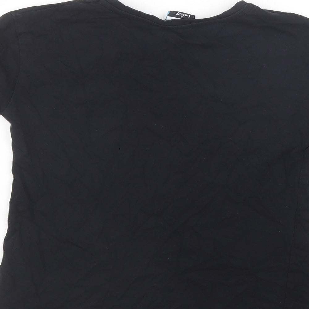 George Girls Black  Cotton Basic T-Shirt Size 9-10 Years Crew Neck Pullover - Minnie Mouse