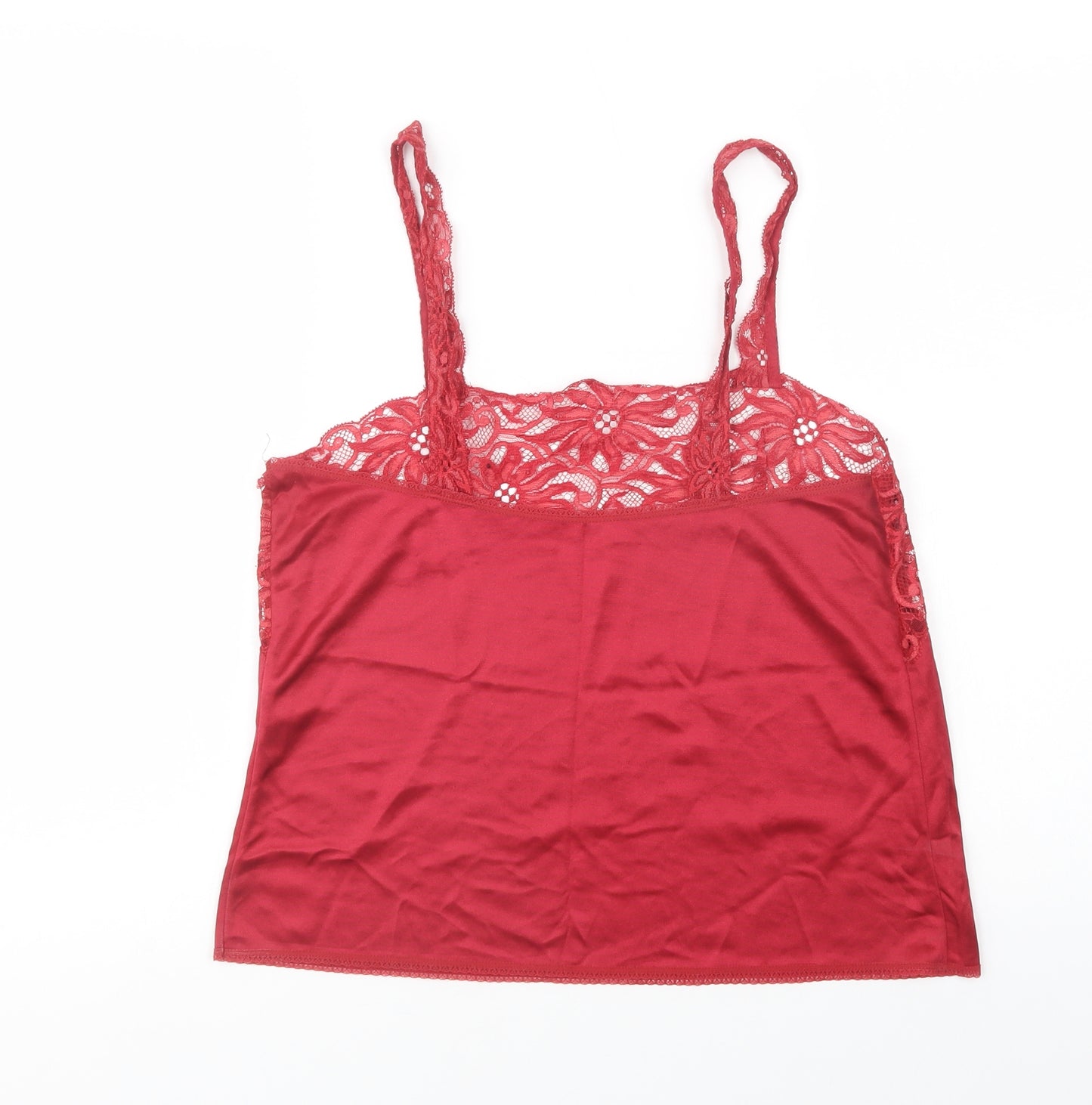 Charnos Womens Red  Polyester Cami Pyjama Top Size 12   - Lace Detail