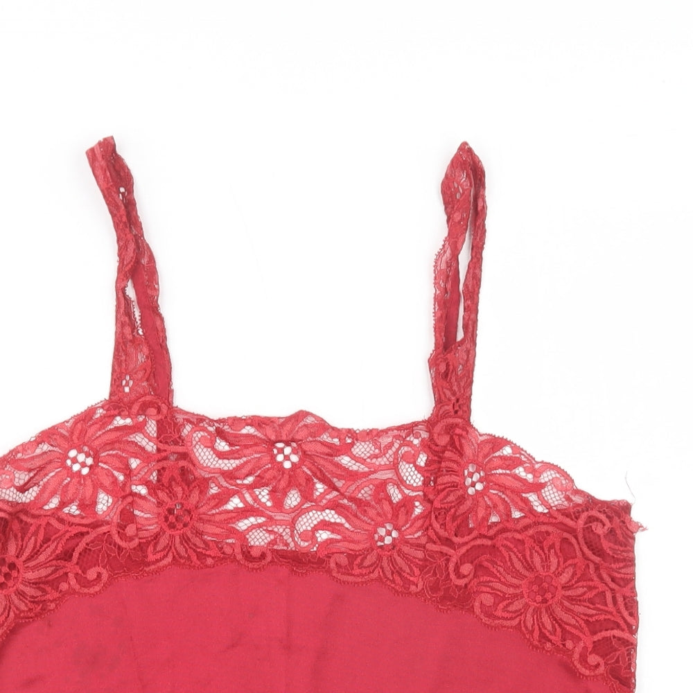 Charnos Womens Red  Polyester Cami Pyjama Top Size 12   - Lace Detail