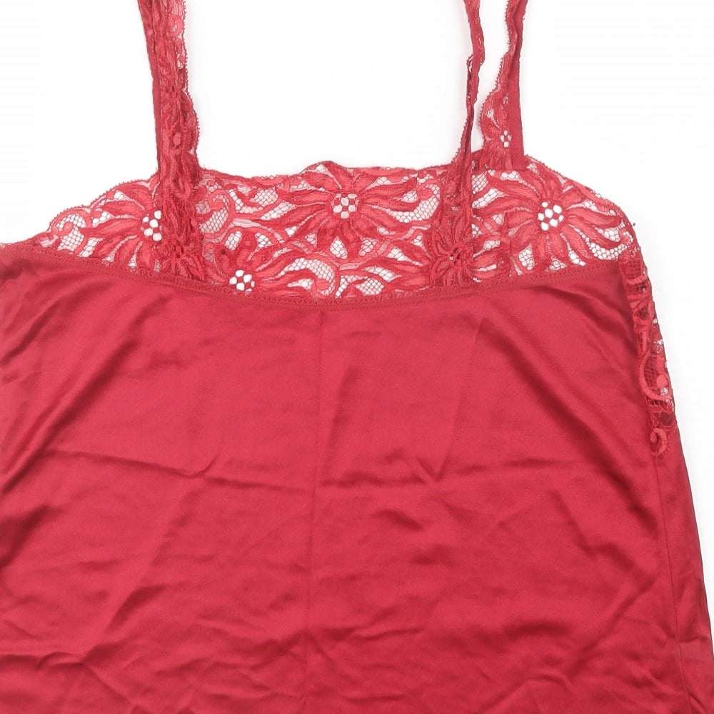 Charnos Womens Red  Polyester Cami Pyjama Top Size 12   - Lace Detail