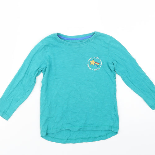 Dunnes Stores Boys Green  Cotton Basic T-Shirt Size 3-4 Years Crew Neck Pullover - Cool Kids