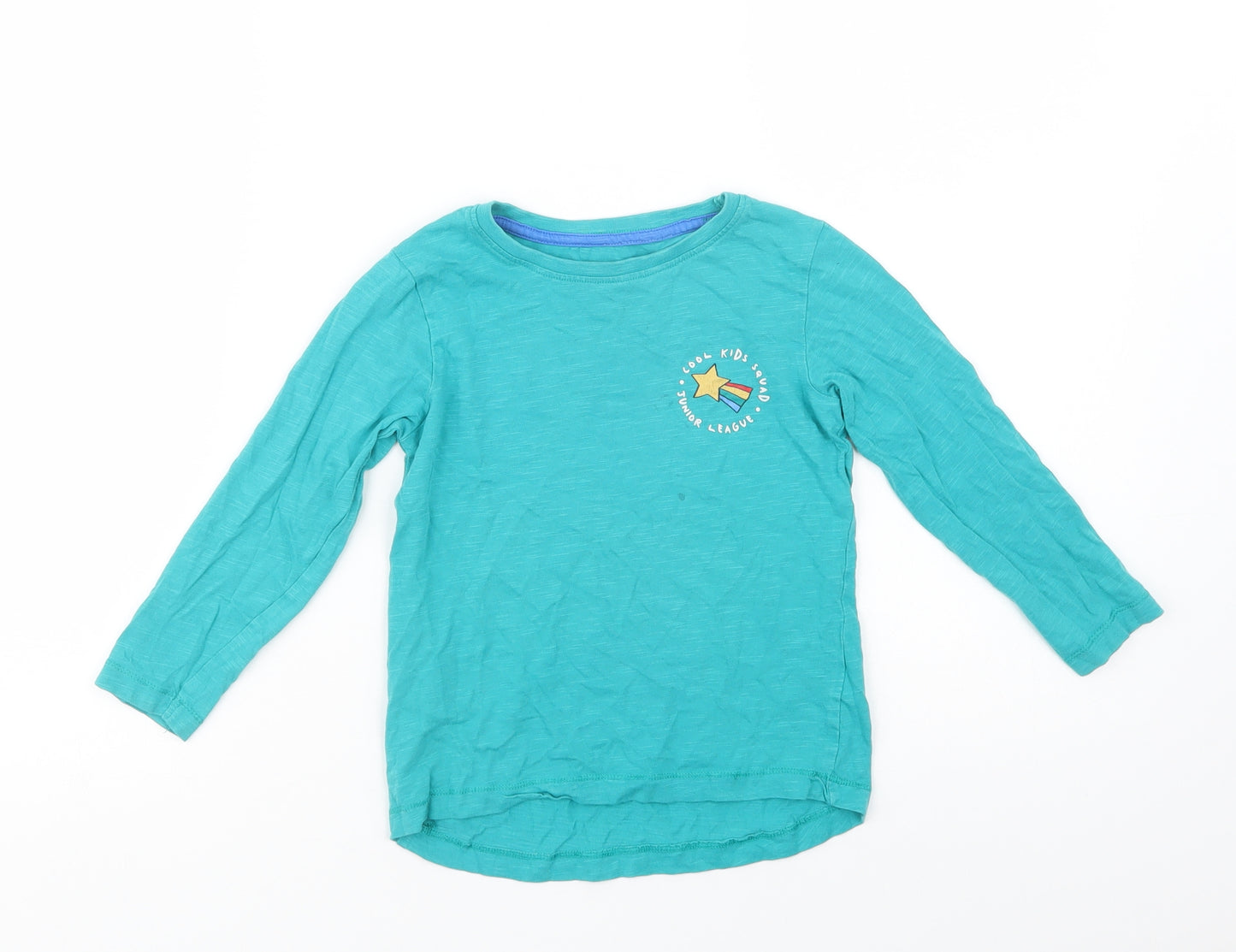 Dunnes Stores Boys Green  Cotton Basic T-Shirt Size 3-4 Years Crew Neck Pullover - Cool Kids