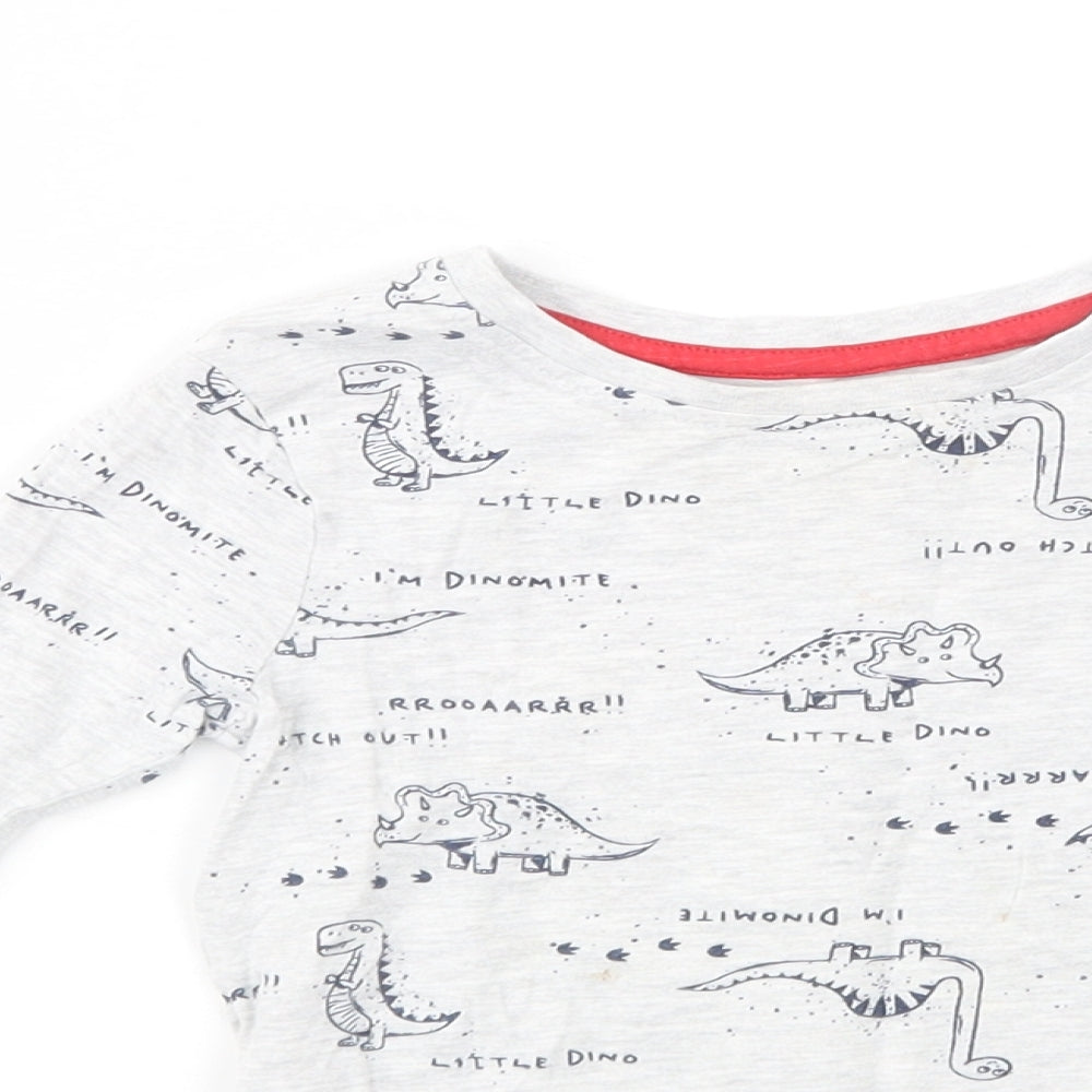 Dunnes Stores Baby Grey Geometric Cotton Pullover T-Shirt Size 18-24 Months Crew Neck Pullover - Dinosaur Print