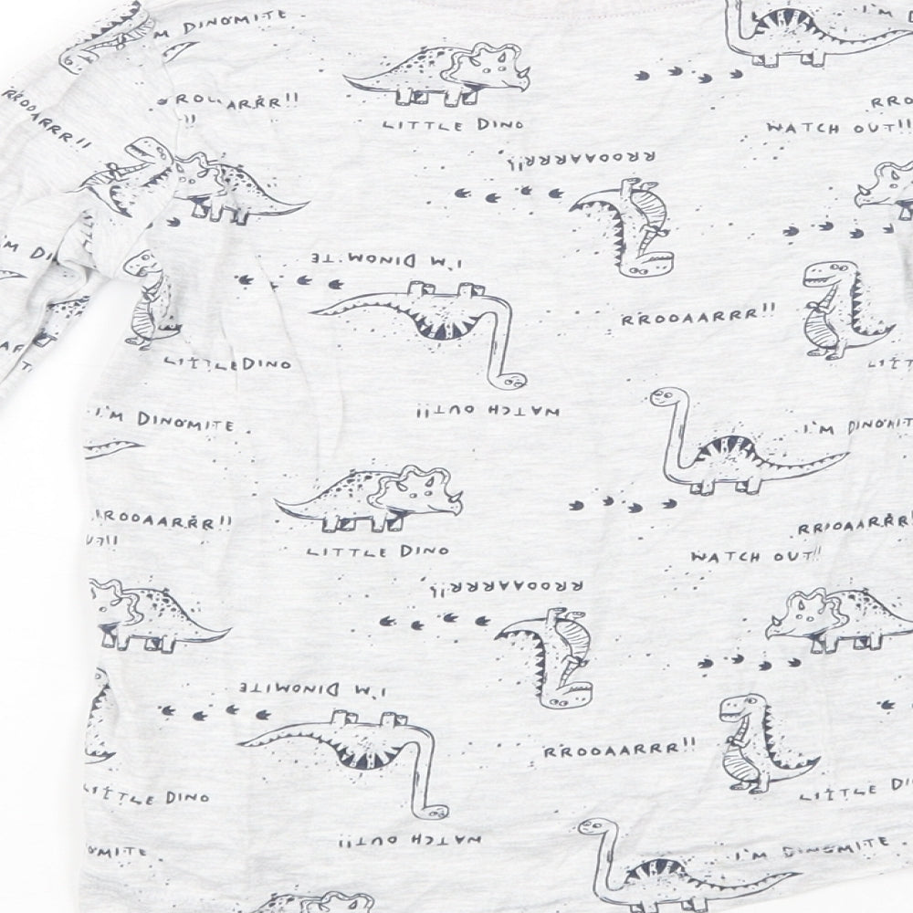 Dunnes Stores Baby Grey Geometric Cotton Pullover T-Shirt Size 18-24 Months Crew Neck Pullover - Dinosaur Print