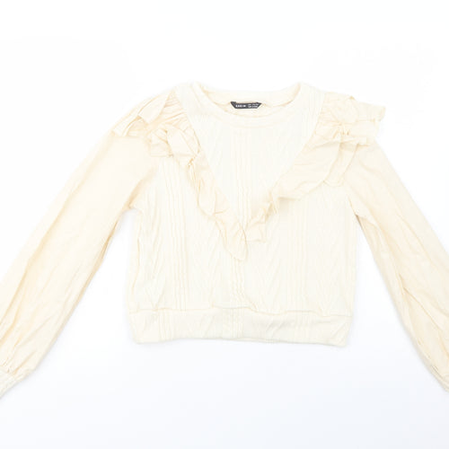 SheIn Womens Ivory Crew Neck  Polyester Pullover Jumper Size S