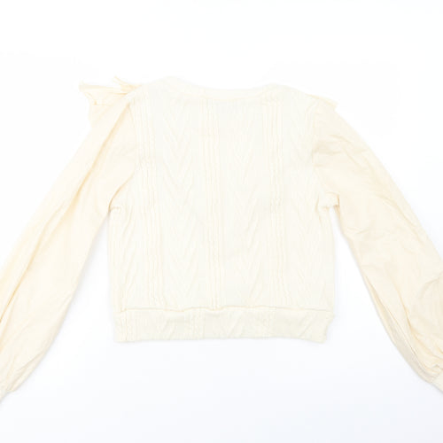 SheIn Womens Ivory Crew Neck  Polyester Pullover Jumper Size S