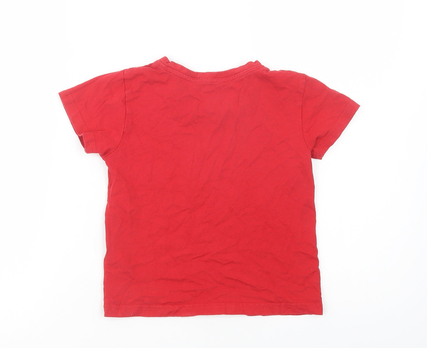 Primark Boys Red  Cotton Pullover T-Shirt Size 5-6 Years Crew Neck Pullover - Star Player