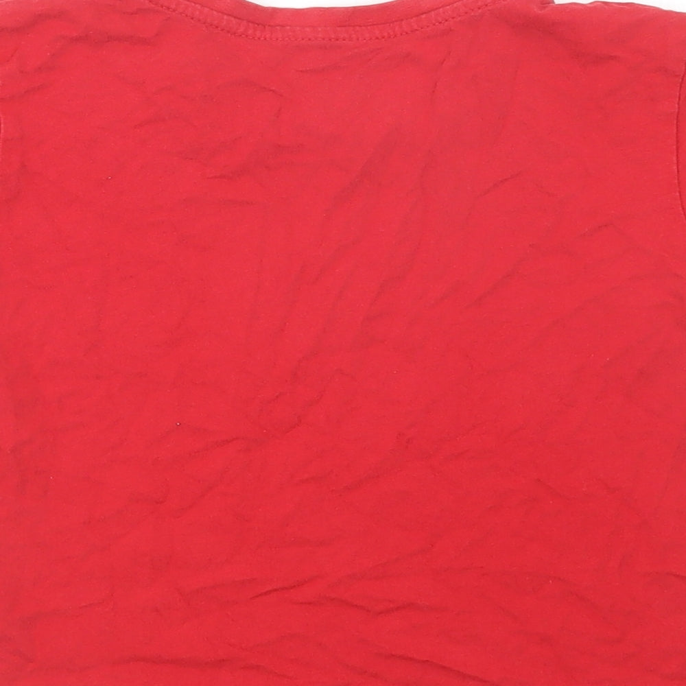 Primark Boys Red  Cotton Pullover T-Shirt Size 5-6 Years Crew Neck Pullover - Star Player