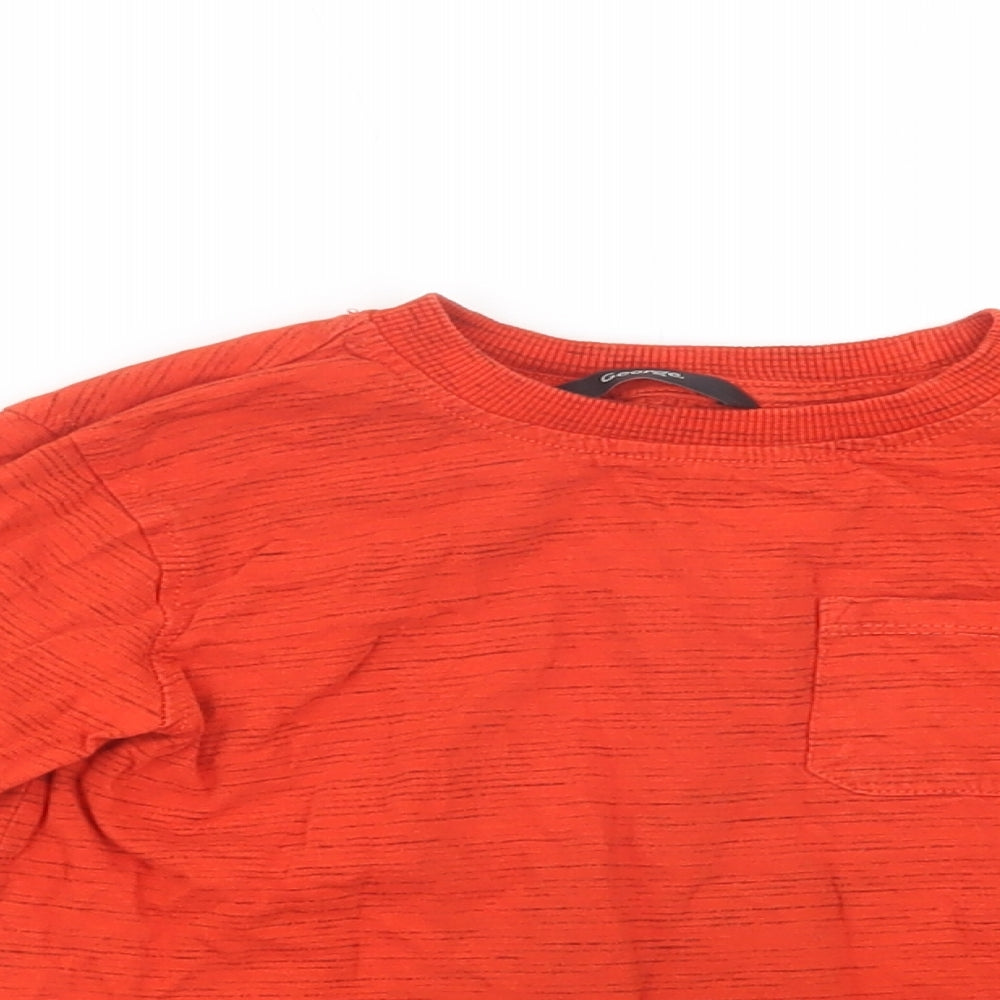 George Boys Orange  Cotton Basic T-Shirt Size 4-5 Years Crew Neck Pullover