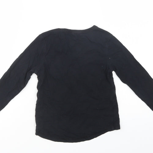 George Girls Black  Cotton Pullover T-Shirt Size 3-4 Years Crew Neck Pullover - The Future