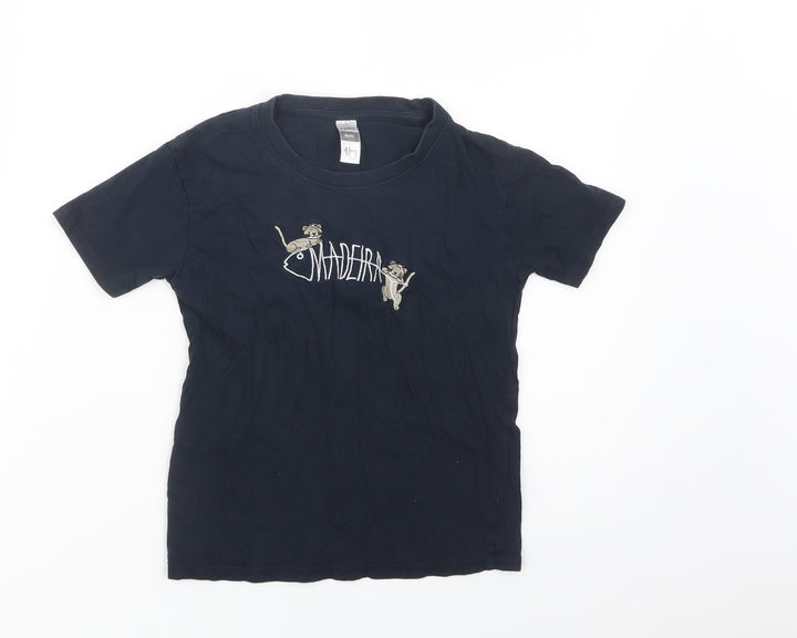 th Clothes Boys Blue Cotton Basic T-Shirt Size 6 Years Crew Neck Pullover - Madeira