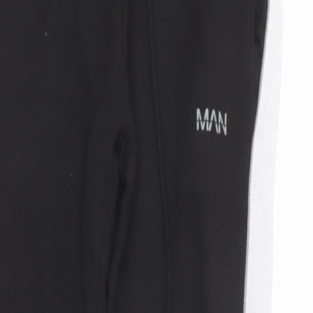 Boohoo Man Mens Black  Cotton Jogger Trousers Size S L30 in Regular Drawstring