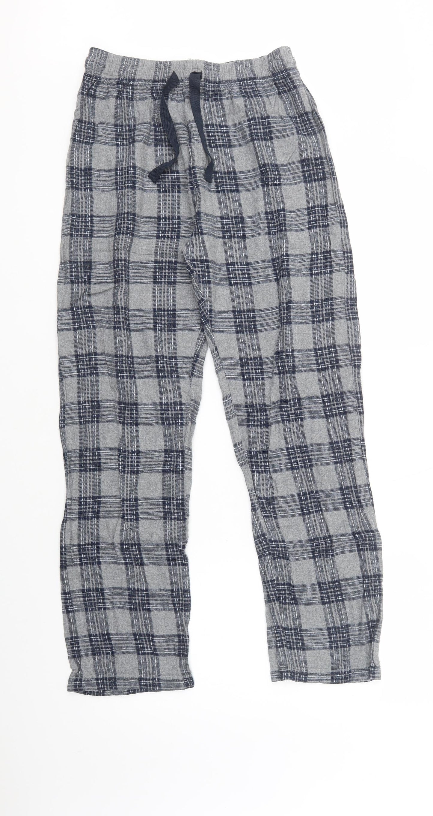 George Mens Grey Plaid Cotton  Pyjama Pants Size S  Drawstring