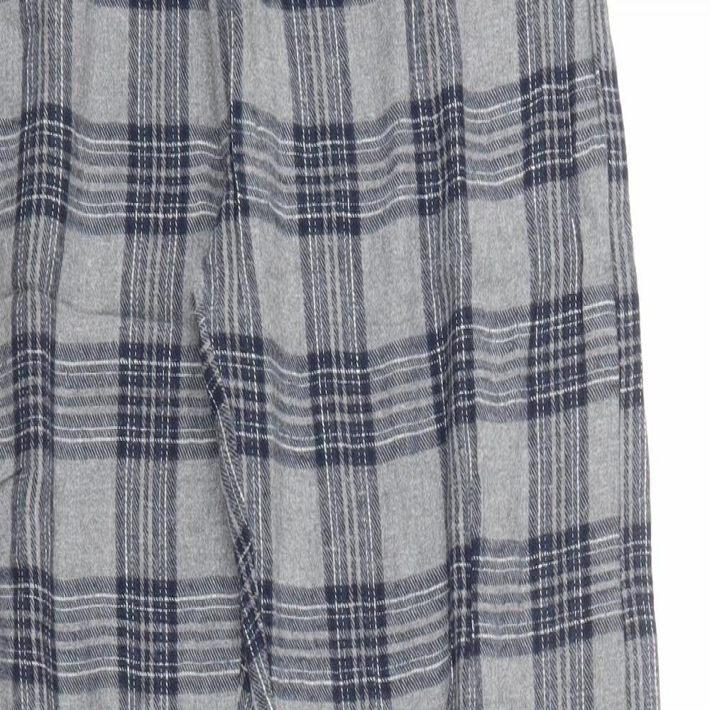 George Mens Grey Plaid Cotton  Pyjama Pants Size S  Drawstring