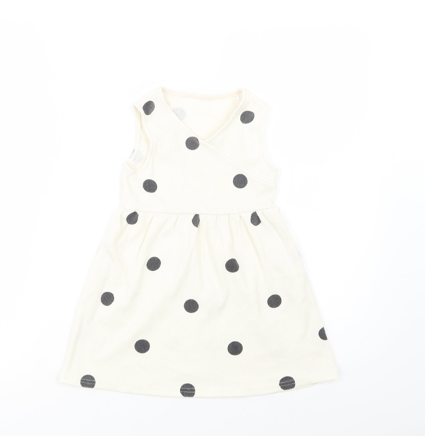 George Girls Ivory Polka Dot Polyester A-Line  Size 3-4 Years  V-Neck Pullover
