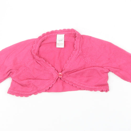 NEXT Baby Pink  Cotton Shrug Jumper Size 3-6 Months  Button