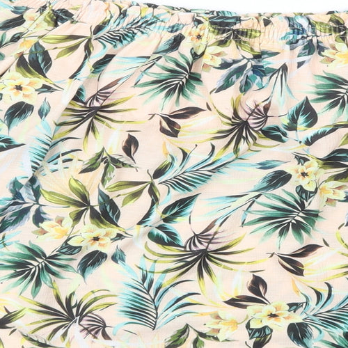 Bershka Womens Beige Floral Polyester Basic Blouse Size M Off the Shoulder