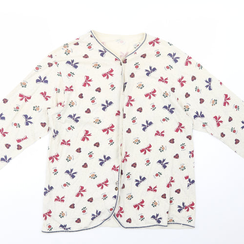 Marks and Spencer Girls Ivory Geometric Cotton Top Pyjama Top Size 13-14 Years  Button - Bows & Hearts