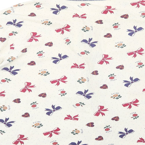 Marks and Spencer Girls Ivory Geometric Cotton Top Pyjama Top Size 13-14 Years  Button - Bows & Hearts
