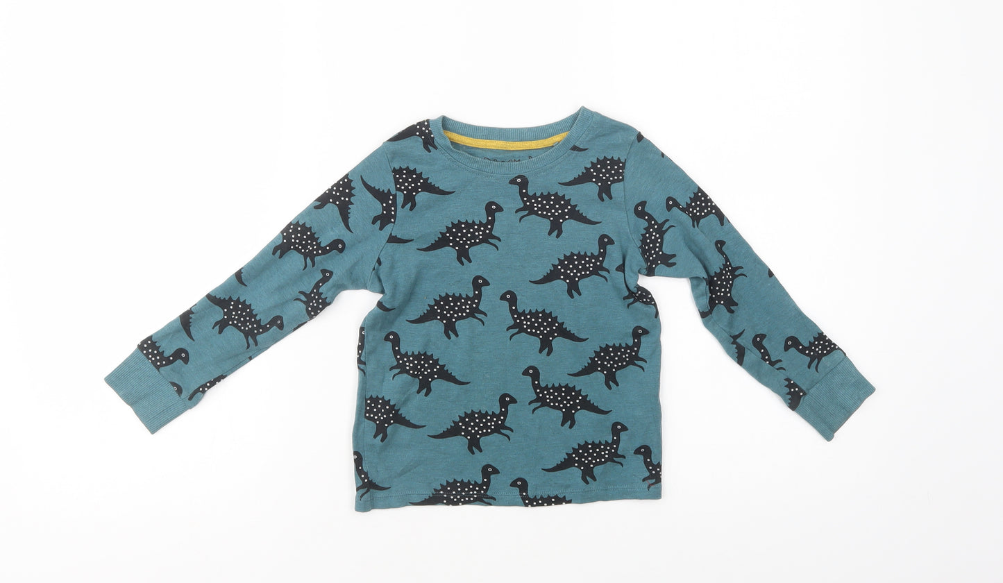 NEXT Boys Green Geometric Cotton Pullover T-Shirt Size 3-4 Years Crew Neck Pullover - Dinosaur Print