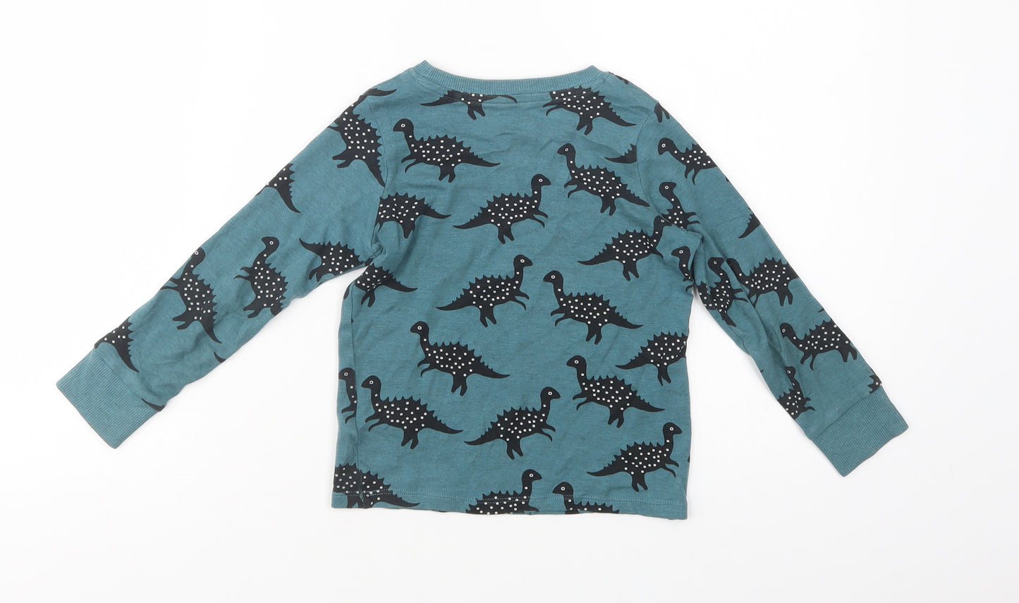 NEXT Boys Green Geometric Cotton Pullover T-Shirt Size 3-4 Years Crew Neck Pullover - Dinosaur Print