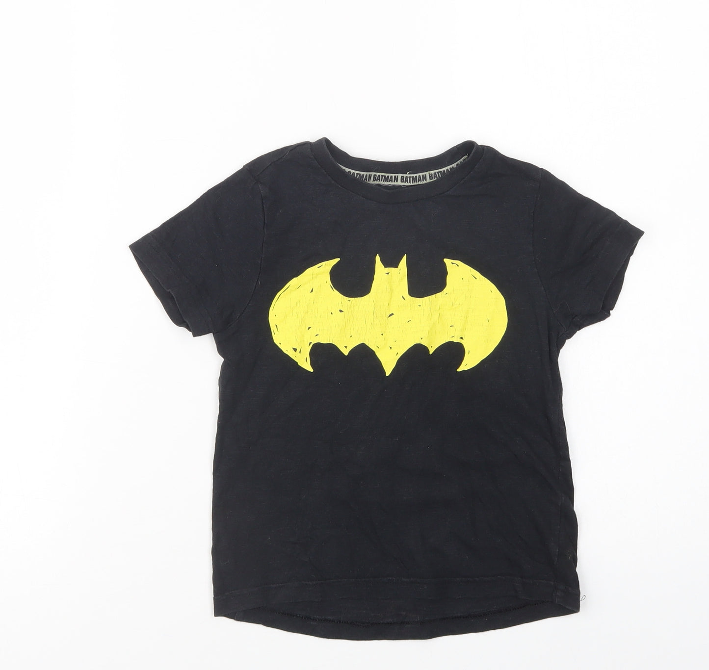 F&F Boys Black  Cotton Pullover Polo Size 4-5 Years Crew Neck Pullover - Bat