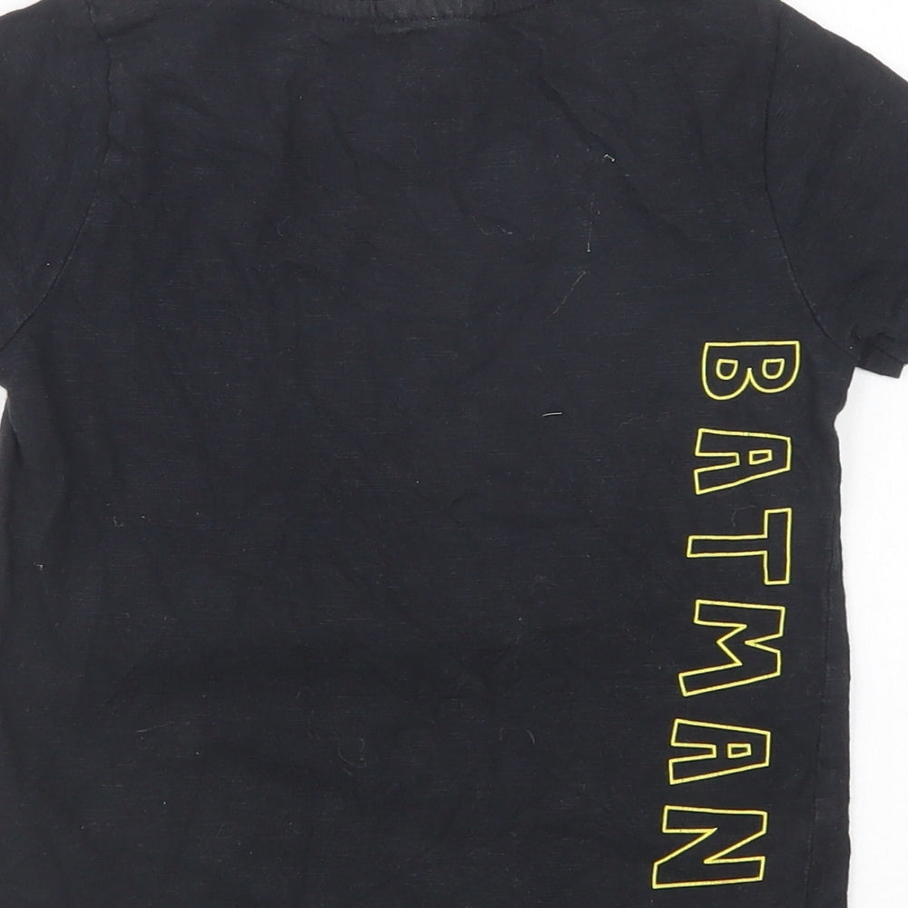F&F Boys Black  Cotton Pullover Polo Size 4-5 Years Crew Neck Pullover - Bat