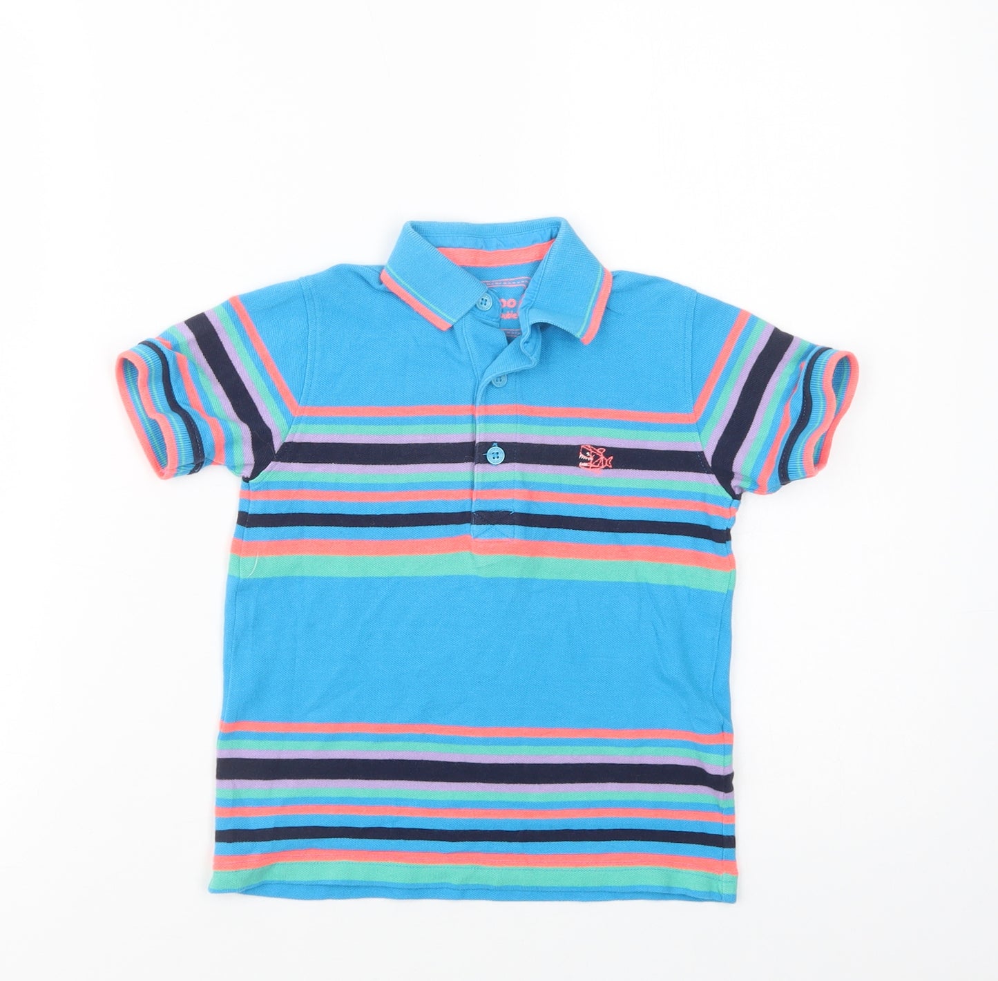 Blue Zoo Boys Blue Striped Cotton Pullover Polo Size 4-5 Years Collared Button