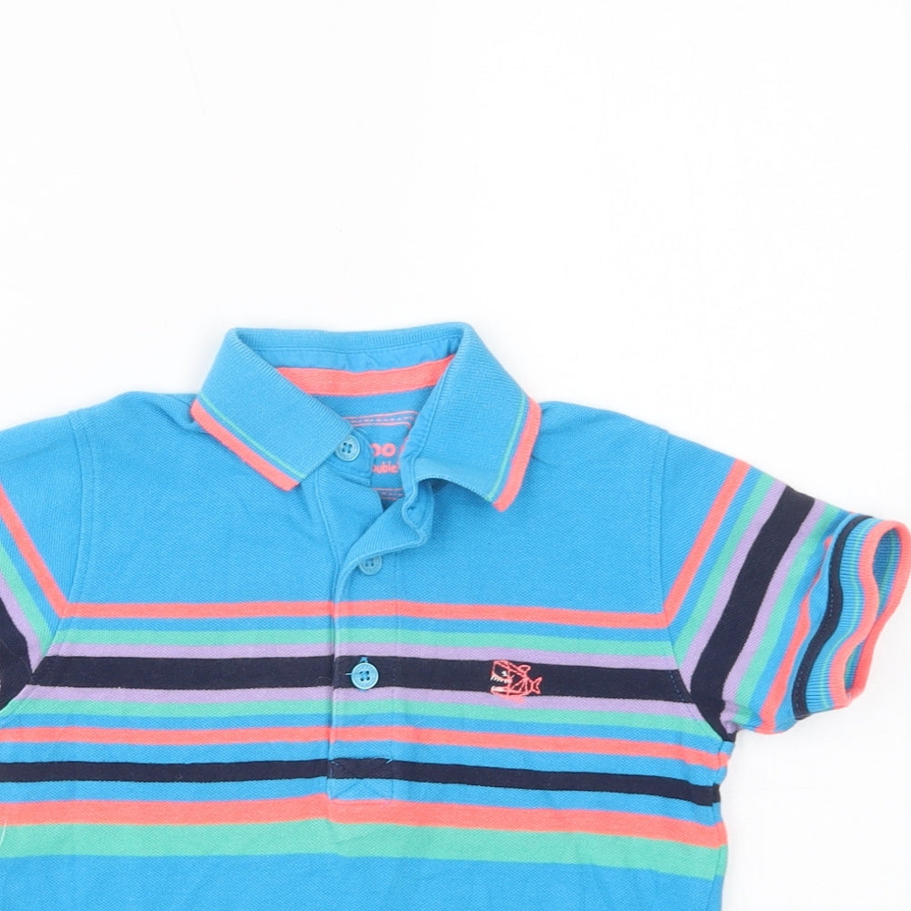 Blue Zoo Boys Blue Striped Cotton Pullover Polo Size 4-5 Years Collared Button